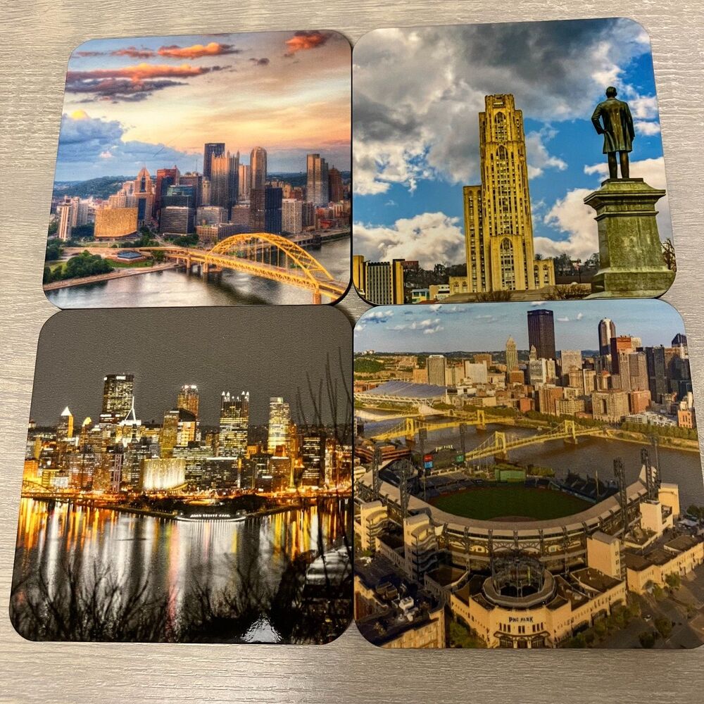 set of 4 Pittsburgh coasters